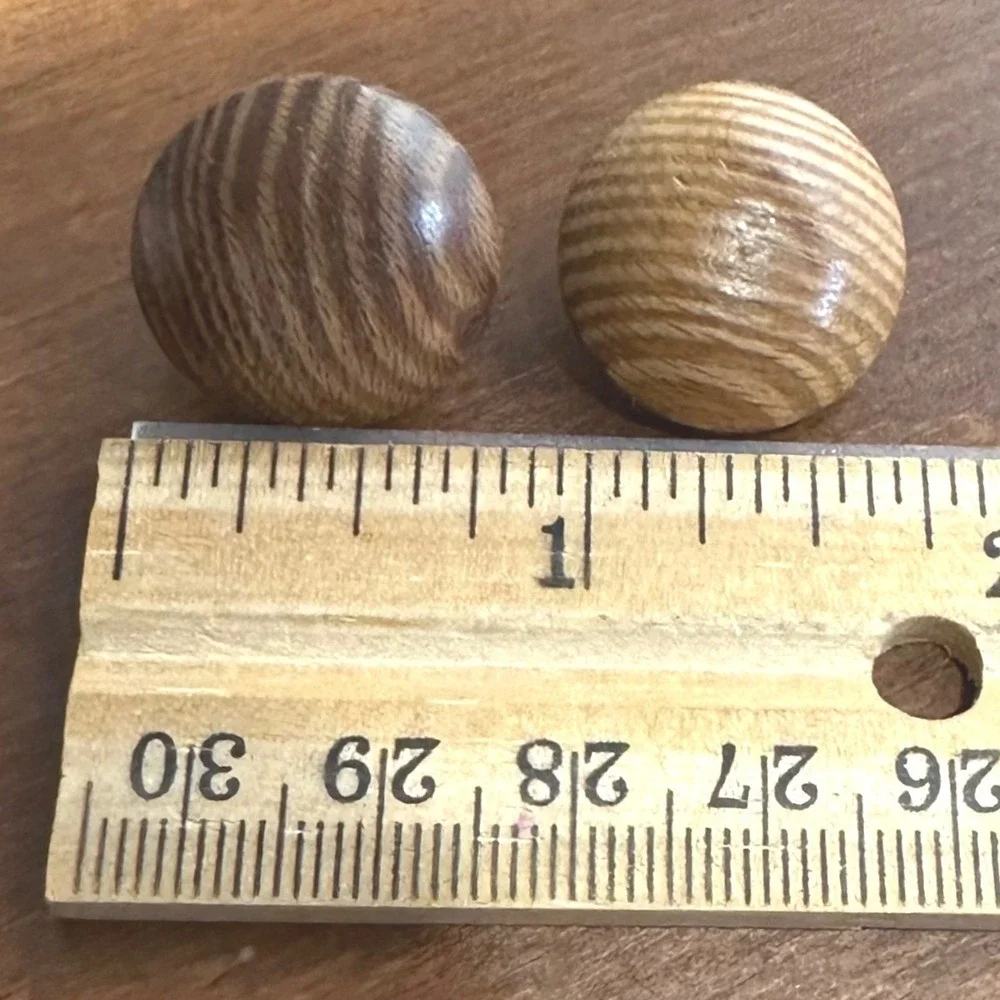Clip On‎ Earrings Womens Brown Good Vintage Wood Dome Studs Boho
